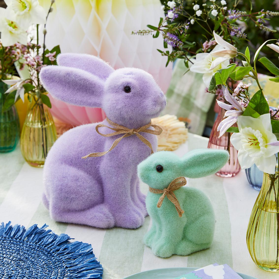 Mint deals sage green + pink flocked bunny