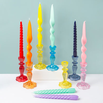 Glass Candle Holder Set Warm Colors | Outdoor Dining Decor |