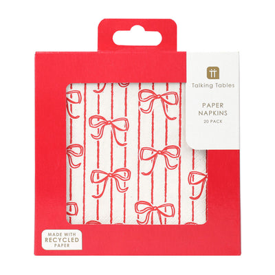 Red Bow Striped Paper Napkins - 20 Pack | Everyday Decor |