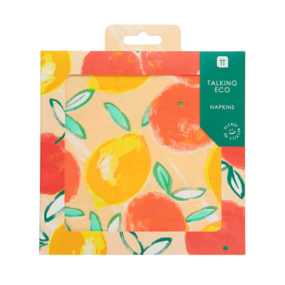 Lemon & Orange Paper Napkins - 20 Pack | Summer Party Napkins |