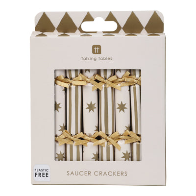 Gold Christmas Saucer Crackers - 8 Pack | Christmas Decor |