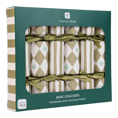 Gold Harlequin Mini Christmas Crackers - 6 Pack | Christmas Decor |