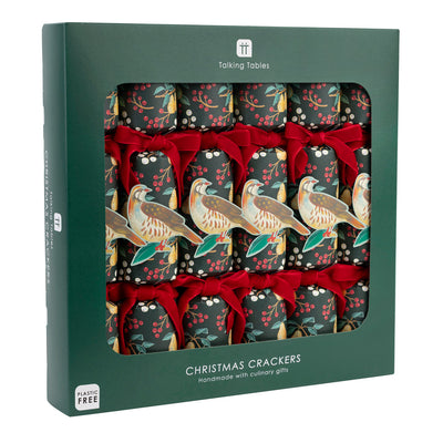 Partridge & Pear Christmas Crackers - 6 Pack | Christmas Decor |