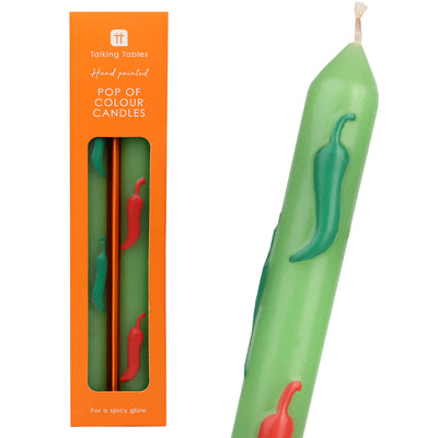 Green Chili Dinner Candles - 2 Pack | Summer Decor Gifts |