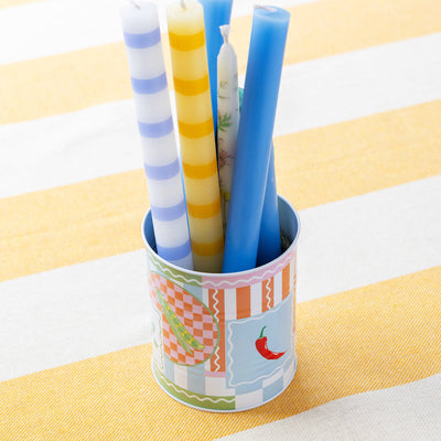 Blue & White Stripe Straight Dinner Candles - POS Unit