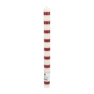 Burgundy & White Stripe Dinner Candles - Display | Home Decor |