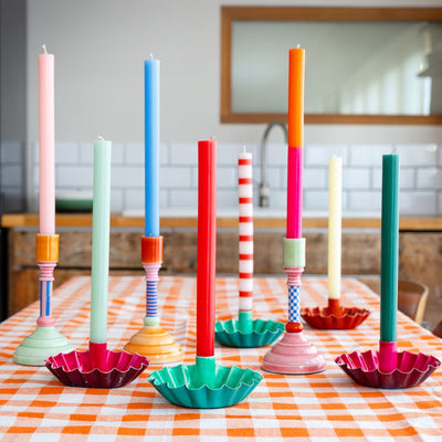 Red & White Stripe Candles - Display | 4th of July Decor |