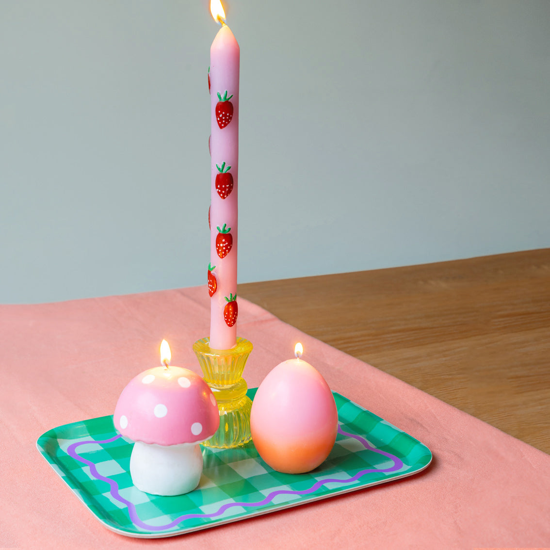 Large Pink Mushroom Candle