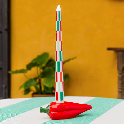 Red & Green Check Dinner Candles - 2 Pack | Christmas Candles |