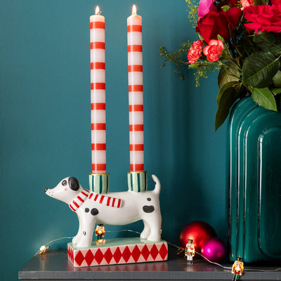Hand-Painted Dog Candle Holder | Christmas Candles |