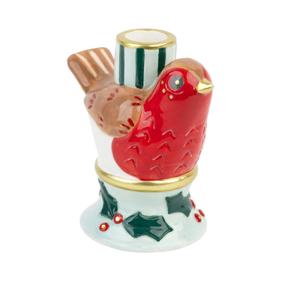 Hand-Painted Robin Candle Holder | Home Decor |