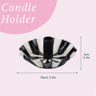 Black White Stripe Scalloped Candle Holder | Halloween Decor |