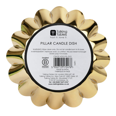 Scalloped Gold Metal Pillar Candle Holder  | Home Decor |