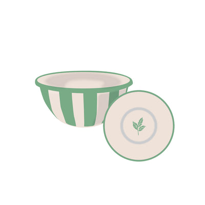Green Stripe Enamel Bowl - 16cm