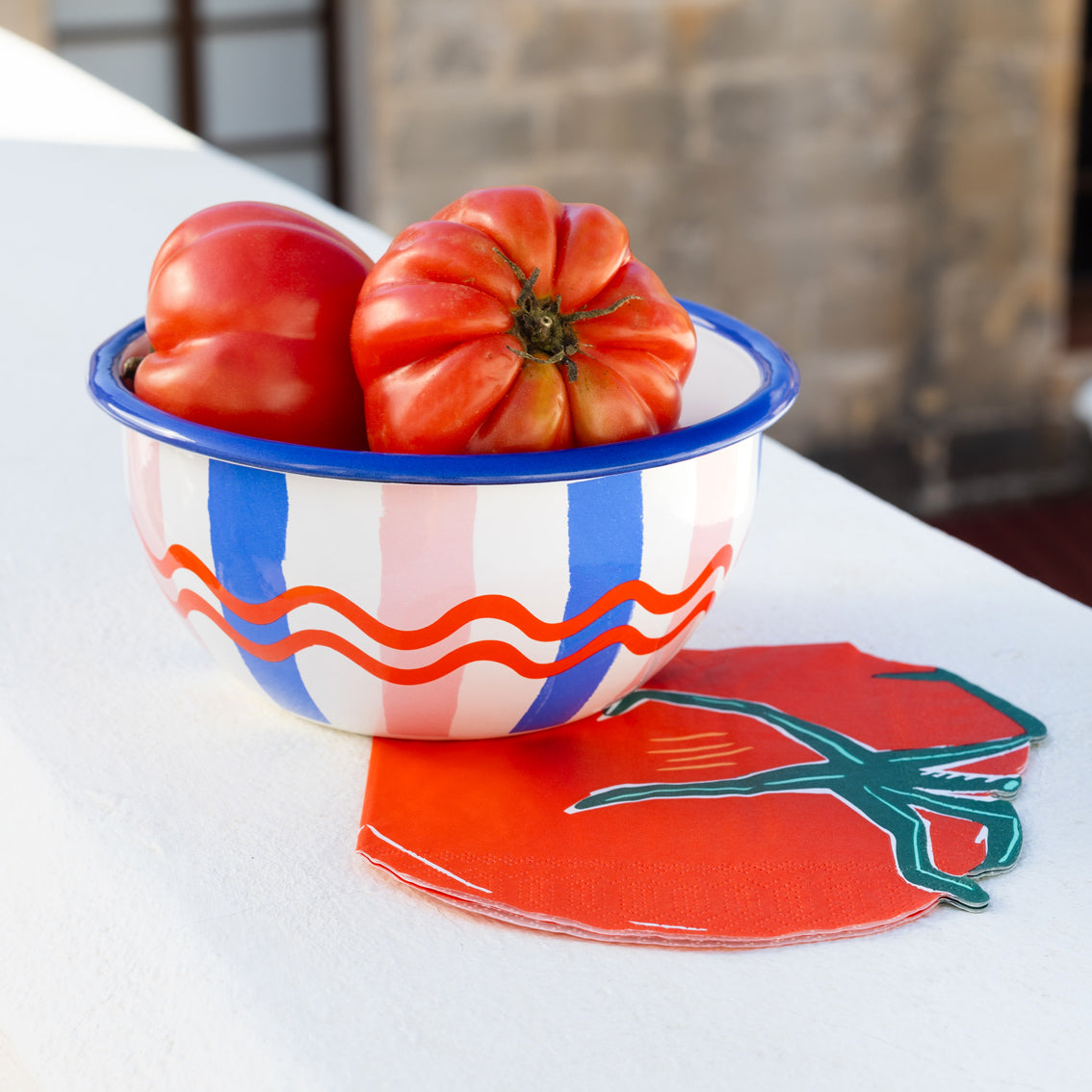 Bon Appetit Stripe Enamel Bowl - 16cm