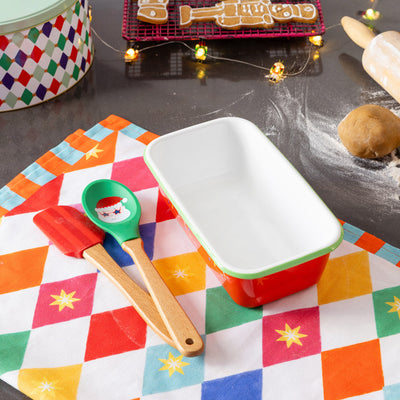 Santa Enamel Christmas Loaf Tin - 9'' | Kitchenware |