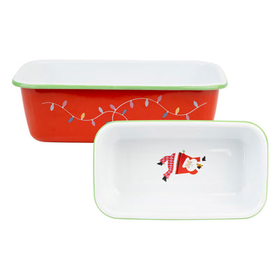 Santa Enamel Christmas Loaf Tin - 23cm | Kitchenware |