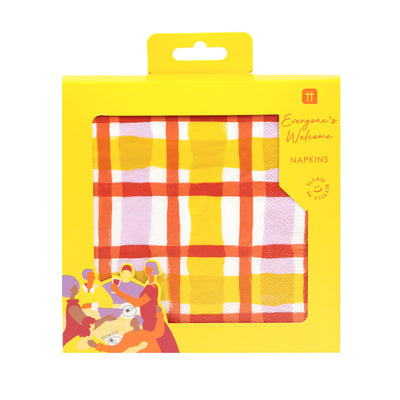 Yellow Gingham Paper Napkins - 20 Pack | Summer Napkins |