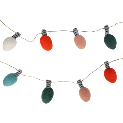 Fun Guy Santa Christmas Felt Light Bulb Bunting - 2m