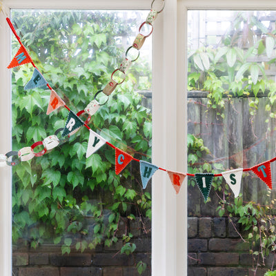 Fun Guy Santa Merry Christmas Felt Bunting - 2m