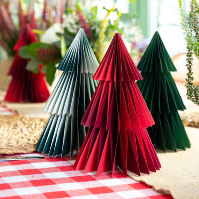 Paper Honeycomb Tree Decorations - 4 Pack | Christmas Decor |
