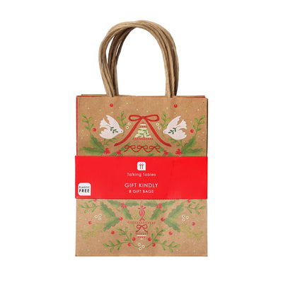 Folklore Green Christmas Paper Gift Bags - 8 Pack