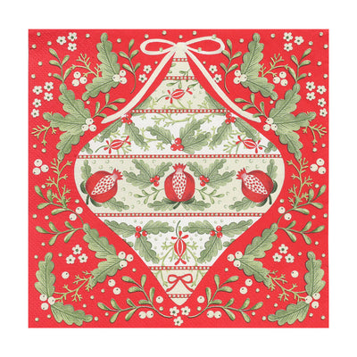 Folk Red Christmas Paper Napkins - 20 Pack | Vintage Christmas |