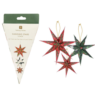 Paper Stars Christmas Tree Decorations - 3 Pack | Vintage |