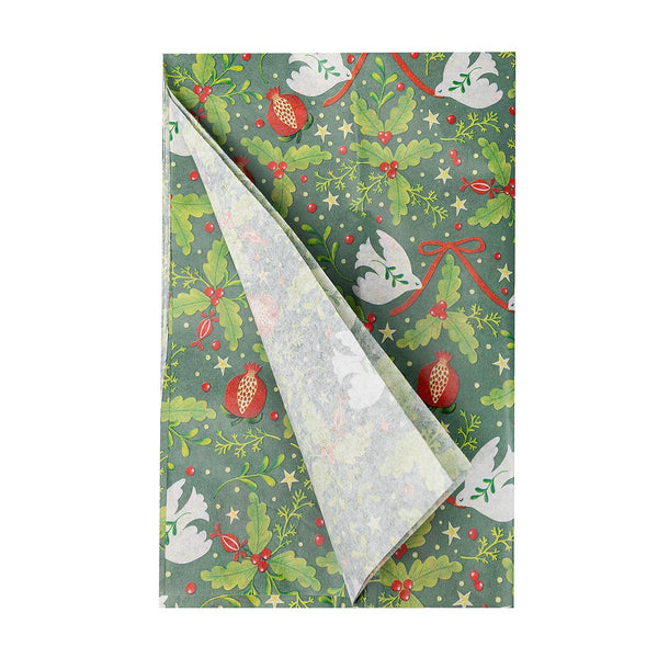 Folklore Green Christmas Tissue Paper - 4 Sheets