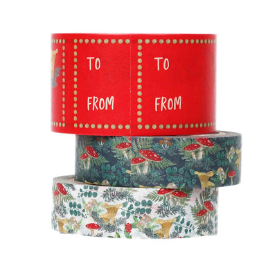Forest Christmas Paper Tape Wrapping Kit - 3 Pack