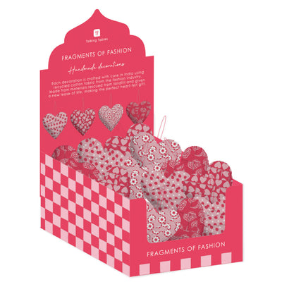 Recycled Cotton Hanging Heart Decorations - POS Unit