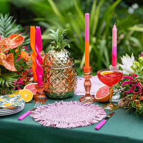 Boho Orange Glass Candle Holder