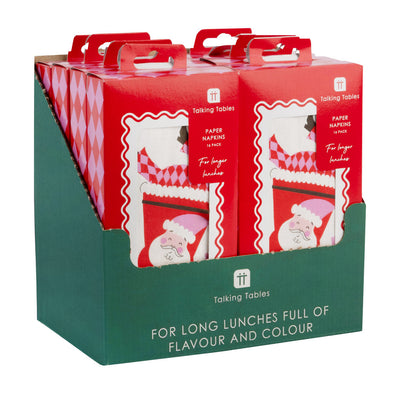Santa Long Lunch Paper Napkins - Display | Christmas Napkins |