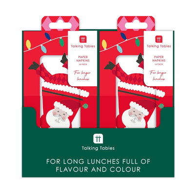 Santa Long Lunch Paper Napkins - Display | Christmas Napkins |