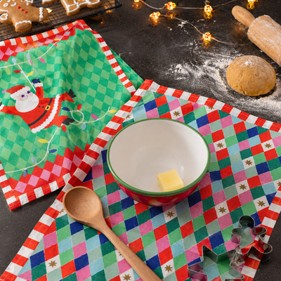 Santa Christmas Tea Towel - 2 Pack | Kitchenware |