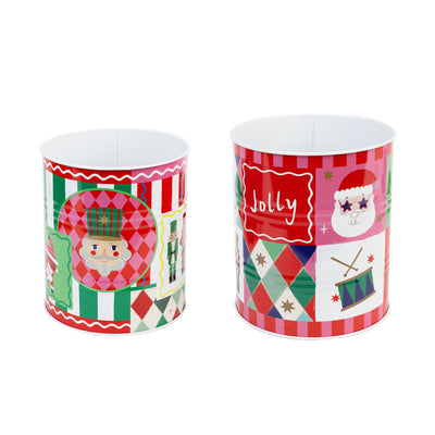 Santa Christmas Storage Tins - 2 Pack | Christmas Decor |