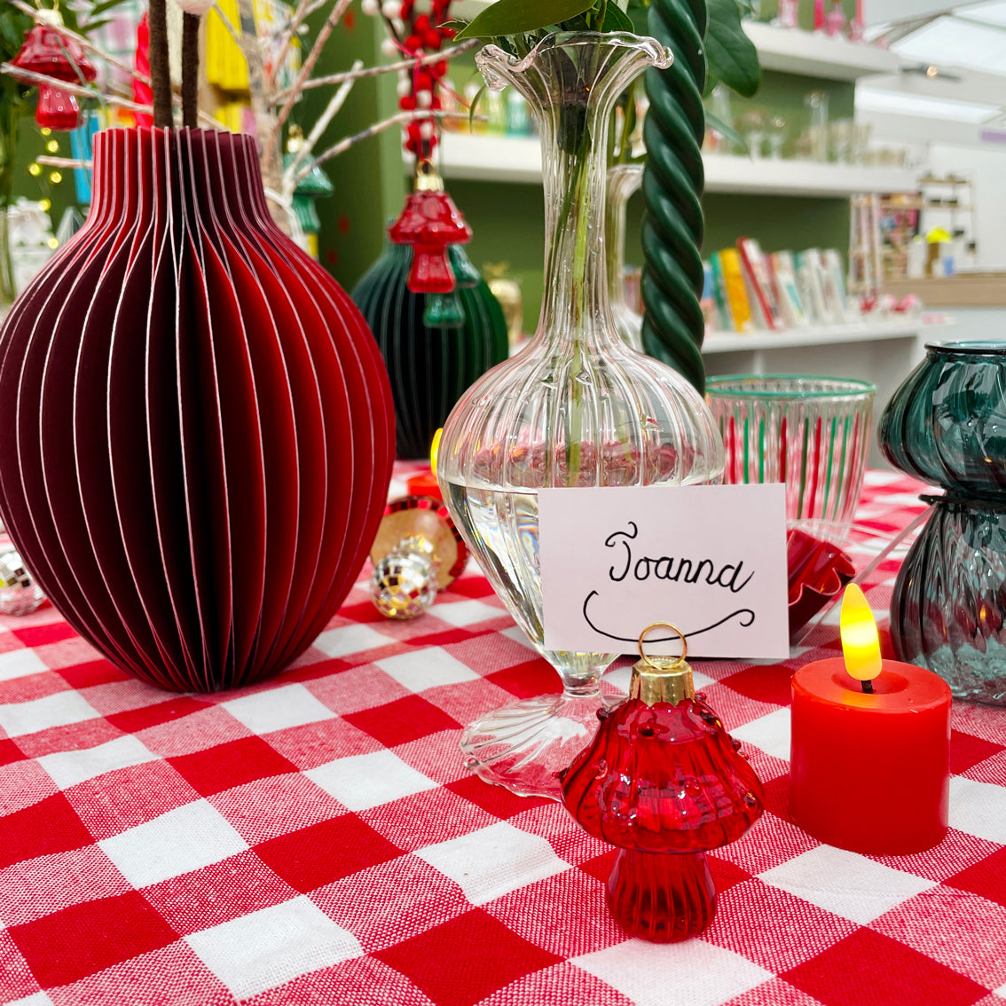 Boho Red Glass Candle Holder