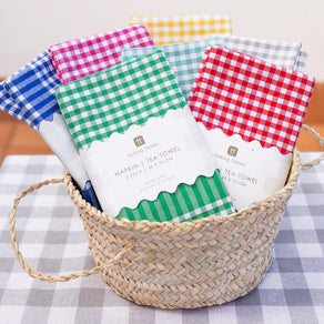 Bon Appetit Red & White Fabric Gingham Napkins/Tea Towels - 2 Pack