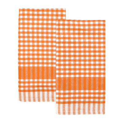 Orange Gingham Napkins - 2 Pack | Summer Tableware |