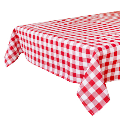 Bon Appetit Red & White Fabric Gingham Tablecloth