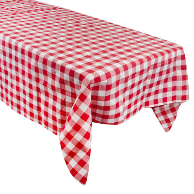 Red & White Cotton XL Tablecloth - 63 × 98 in | 4th of July Decor |