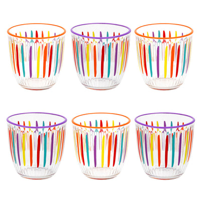 Bright Multi-Colored Striped Glass Tumblers