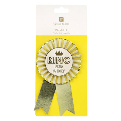 Luxe Gold "King For A Day" Birthday Rosette Badge