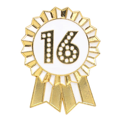 Luxe Gold Enamel Birthday Pin Badge - 16