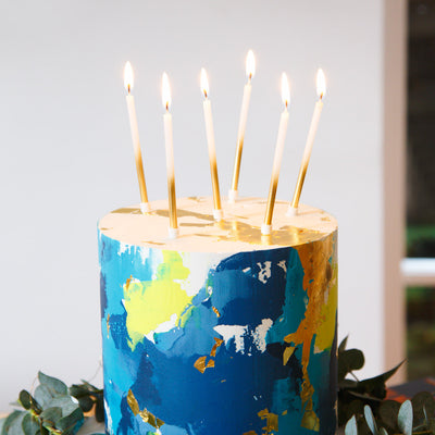 White & Gold Candles - 16 Pack | Birthday Candles |