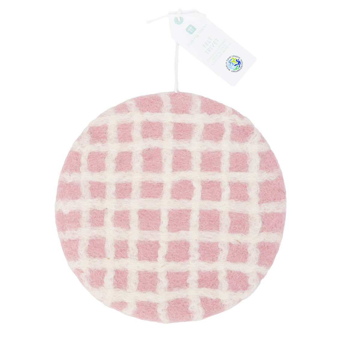 Mellow Green, Blue & Pink Checked Felt Trivets