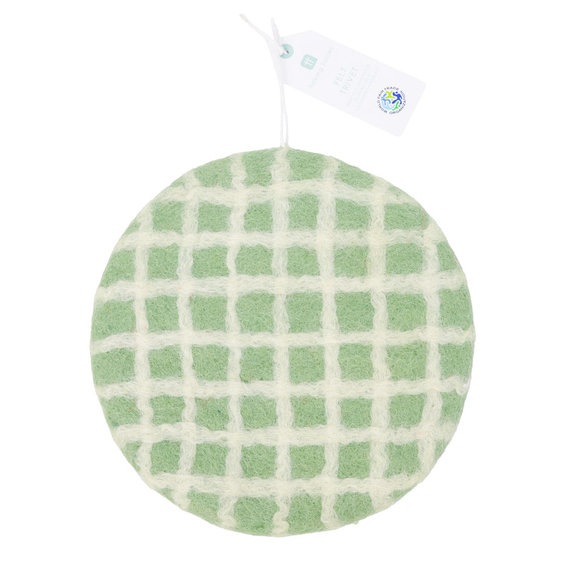 Mellow Green, Blue & Pink Checked Felt Trivets