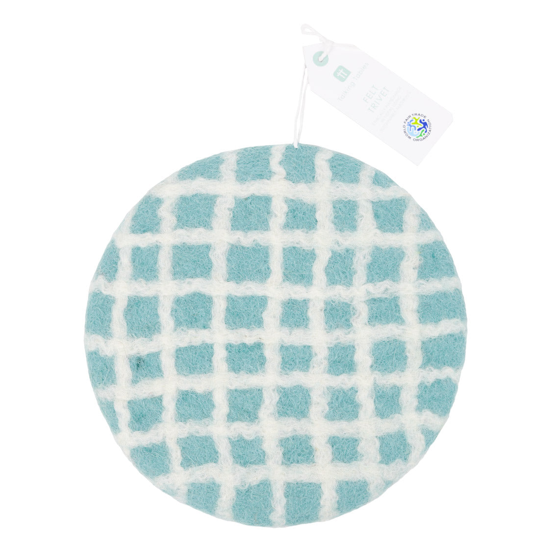 Mellow Green, Blue & Pink Checked Felt Trivets