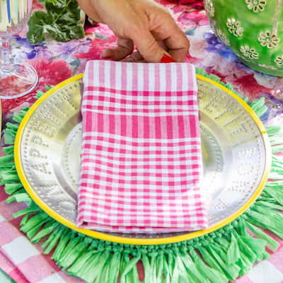 Raspberry Gingham Napkins - 2 Pack | Summer Tableware |