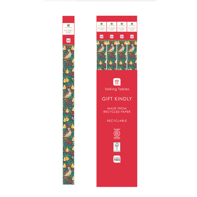 Partridge & Pear Recycled Christmas Wrapping Paper - 3m - 16 Unit Display